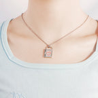 DIY Engraved Color Photo Heart Locket Necklace, Openable Pendant for Women