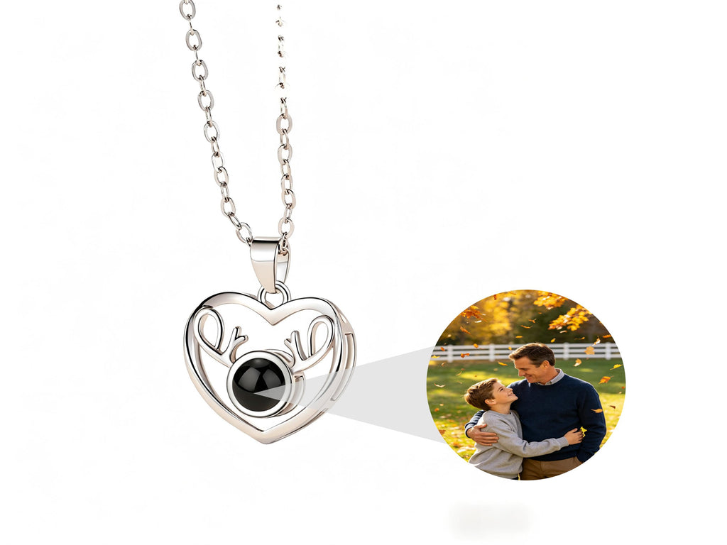 Heart Projection Necklace, Love Memory Keepsake Pendant(Micro-carved images)