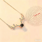 Love Memory Projection Necklace TikTok Trend 100 Languages I Love You Pendant（Micro-carved images）