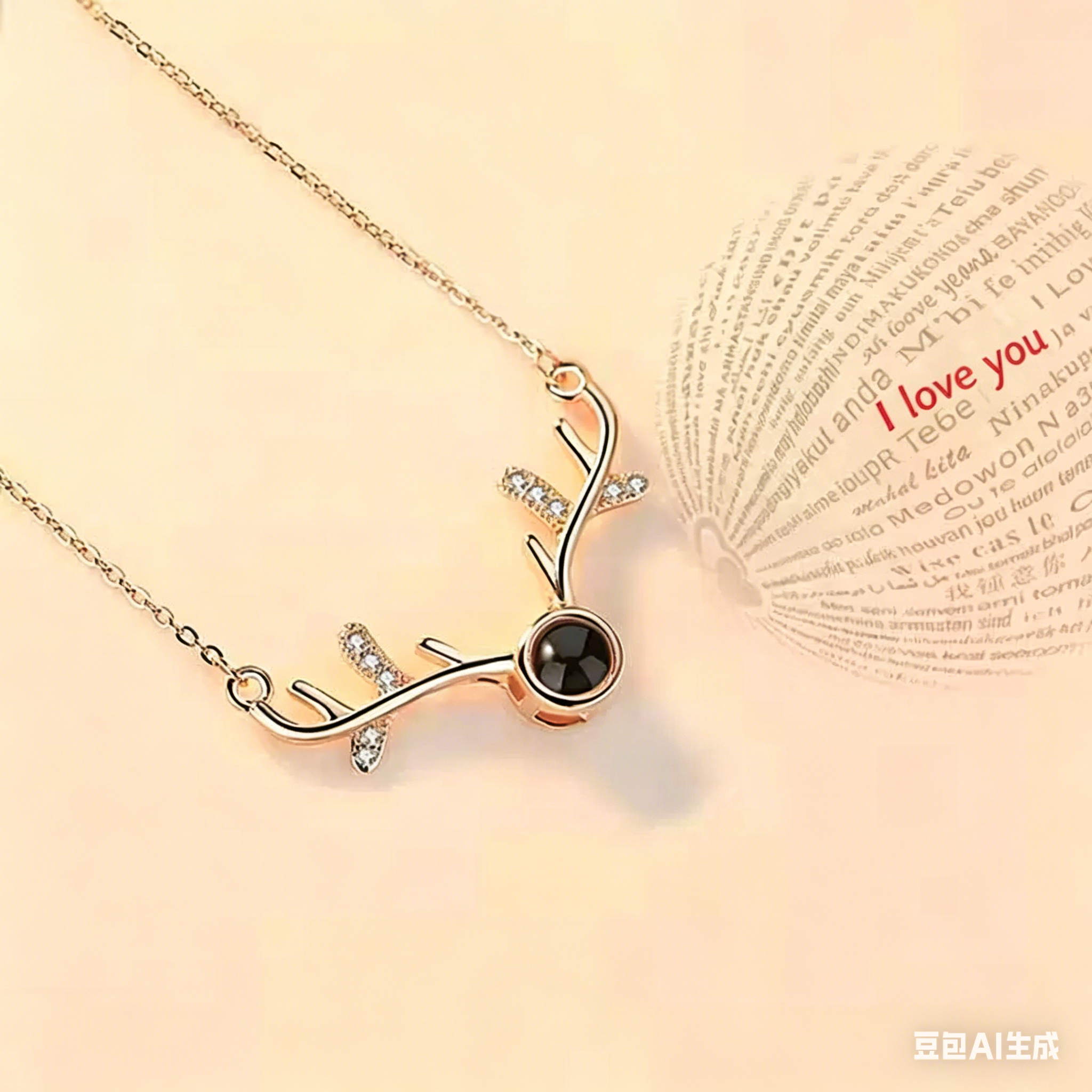 Love Memory Projection Necklace TikTok Trend 100 Languages I Love You Pendant（Micro-carved images）