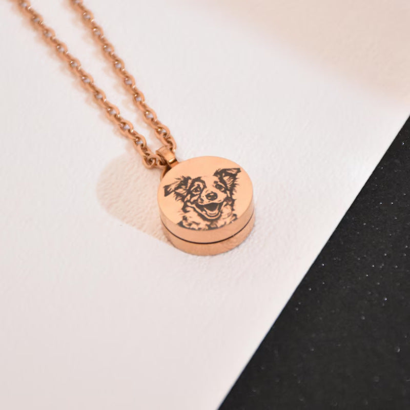 Personalized Pet Photo Engraved Necklace – Custom Memorial Pendant for Dogs & Cats