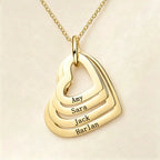 Personalized Triple Heart Name Necklace - Custom Engraved Stainless Steel Pendant for Mom, Best Friend & Family - Memorial & Gift Jewelry