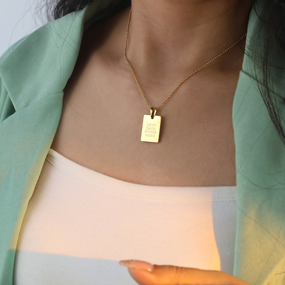 Personalized Engraved Square Bar Necklace