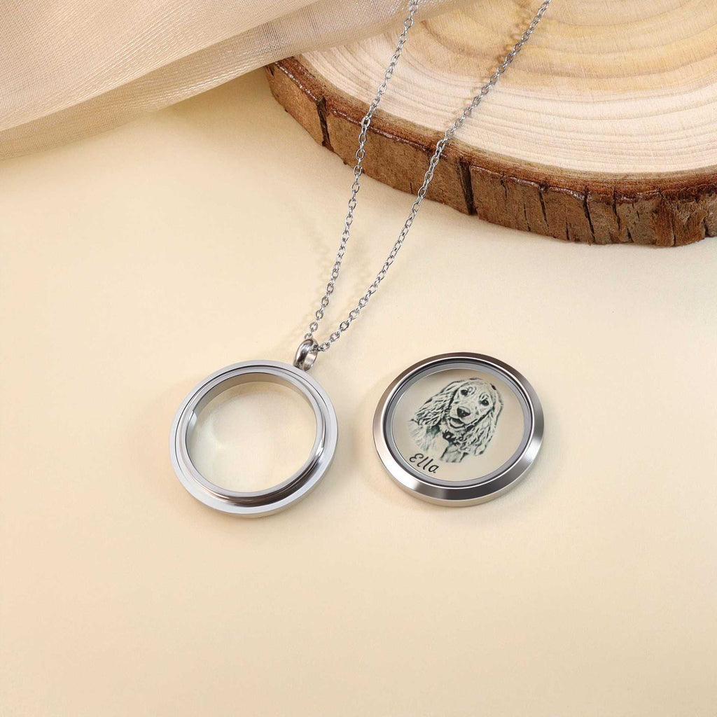 Custom Pet Photo Engraved Necklace – Personalized Memorial Pendant for Dogs & Cats