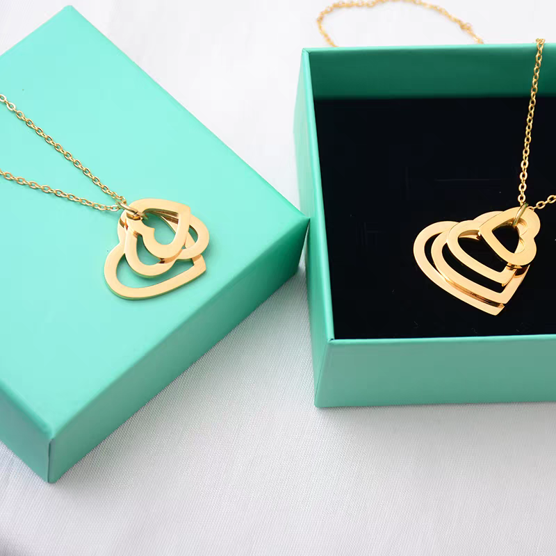 Personalized Triple Heart Name Necklace - Custom Engraved Stainless Steel Pendant for Mom, Best Friend & Family - Memorial & Gift Jewelry