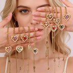 Sparkling Red Crystal Heart Necklace - 14K Gold Plated Cubic Zirconia Pendant - Dainty Romantic Jewelry for Women