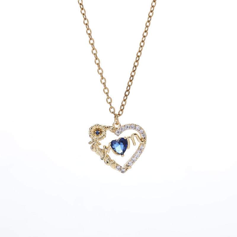 Sparkling Red Crystal Heart Necklace - 14K Gold Plated Cubic Zirconia Pendant - Dainty Romantic Jewelry for Women