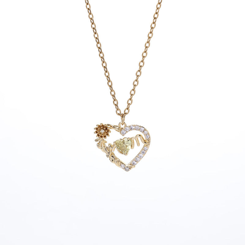 Sparkling Red Crystal Heart Necklace - 14K Gold Plated Cubic Zirconia Pendant - Dainty Romantic Jewelry for Women