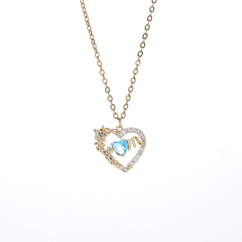 Sparkling Red Crystal Heart Necklace - 14K Gold Plated Cubic Zirconia Pendant - Dainty Romantic Jewelry for Women