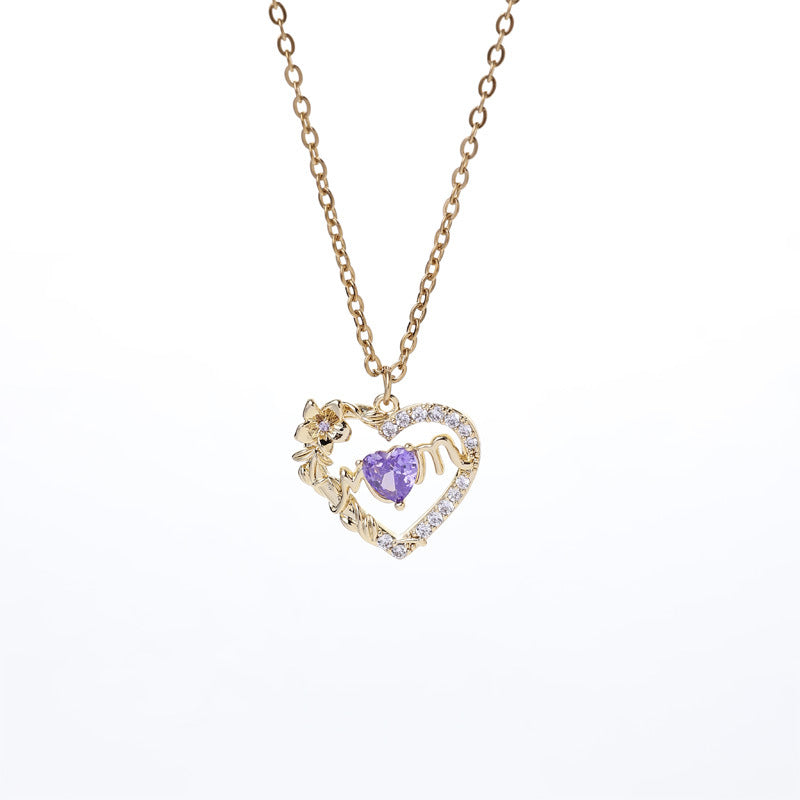 Sparkling Red Crystal Heart Necklace - 14K Gold Plated Cubic Zirconia Pendant - Dainty Romantic Jewelry for Women