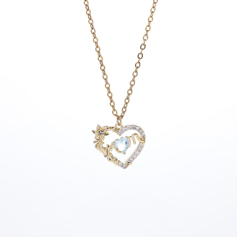 Sparkling Red Crystal Heart Necklace - 14K Gold Plated Cubic Zirconia Pendant - Dainty Romantic Jewelry for Women