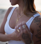Men's Black Cross Necklace - Stainless Steel Cuban Link Chain - Minimalist Faith Jewelry