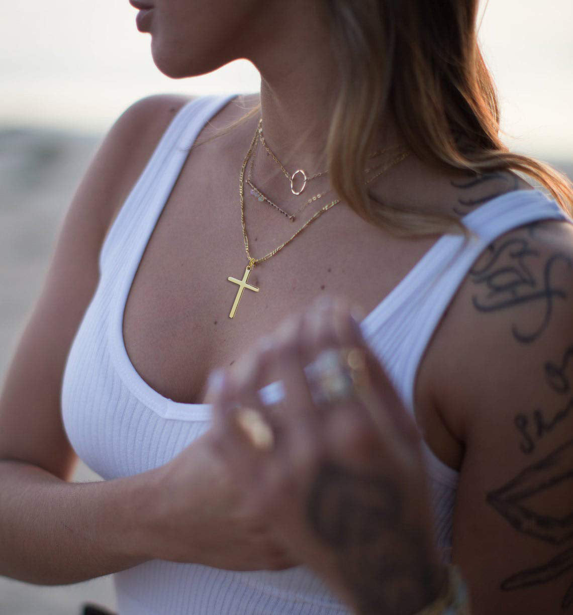 Men's Black Cross Necklace - Stainless Steel Cuban Link Chain - Minimalist Faith Jewelry