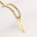 Men's Black Cross Necklace - Stainless Steel Cuban Link Chain - Minimalist Faith Jewelry