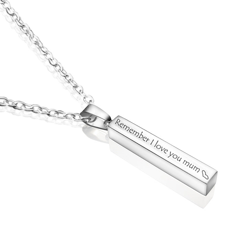 Personalized Engraved Bar Necklace | Custom Stainless Steel Vertical Pendant | Minimalist Layering Jewelry