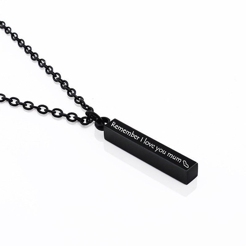 Personalized Engraved Bar Necklace | Custom Stainless Steel Vertical Pendant | Minimalist Layering Jewelry