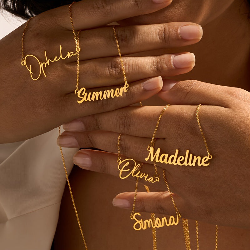 Personalized Cursive Name Necklace | Custom Script Stainless Steel Pendant | Minimalist Gift for Her