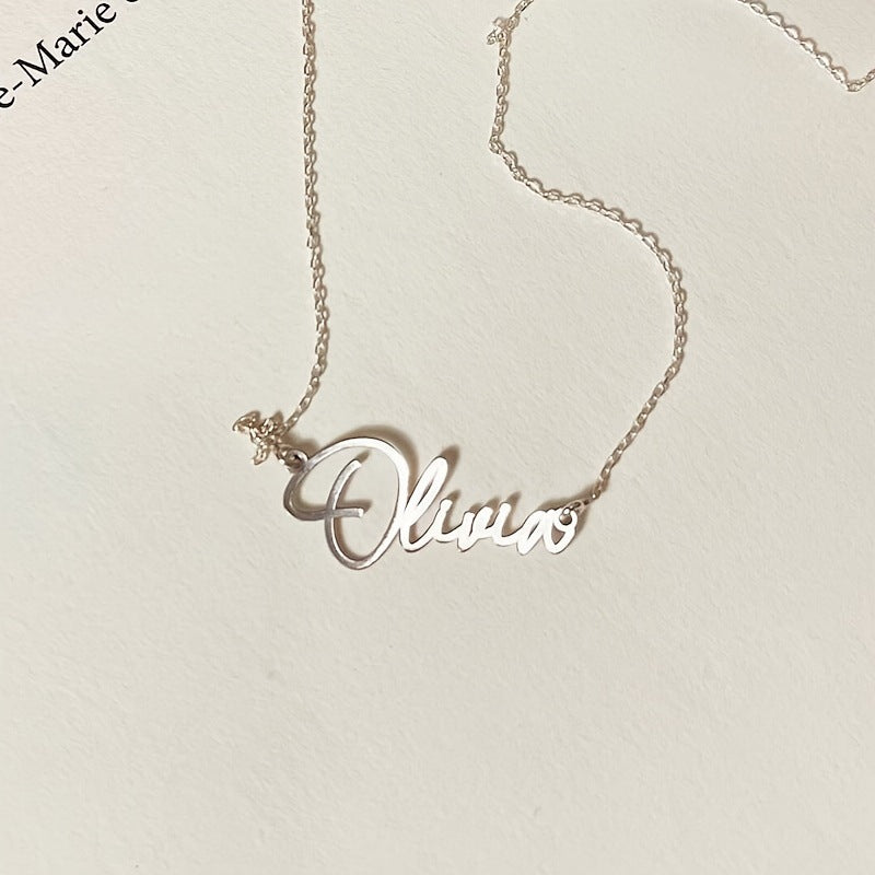 Personalized Cursive Name Necklace | Custom Script Stainless Steel Pendant | Minimalist Gift for Her
